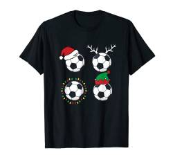 X-Mas Schlafanzug mit Fußball, Weihnachtsmannmütze, Elf, Rentier T-Shirt von Christmas Cloths Women Men Kids Soccer Pajama