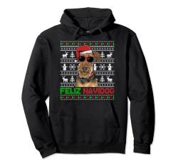 Airedale Terrier Hund Feliz Navidog Lustig Weihnachten Pullover Hoodie von Christmas Funny Ugly Sweater for Dog Owners