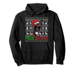 Belgischer Malinois Hund Feliz Navidog Lustig Weihnachten Pullover Hoodie von Christmas Funny Ugly Sweater for Dog Owners