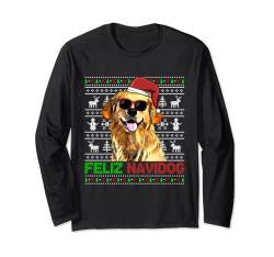 Lustiger Labrador Hund Feliz Navidog Weihnachten Hässlicher Pullover Langarmshirt von Christmas Funny Ugly Sweater for Dog Owners