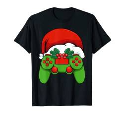 Videogame Controller Weihnachtsmannmütze Weihnachten Pyjama Gaming Gamer T-Shirt von Christmas Gifts For Women Men Kids Gamer Pajama