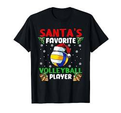 Santas Favorite Volleyballspieler Weihnachten Pyjama X-Mas T-Shirt von Christmas Gifts For Women Men Kids Volleyball Pj