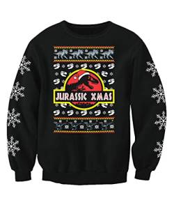 Dinosaurier Weihnachtspullover Kinder Jurassic Inspired Sweatshirt, Schwarz , 7-8 Jahre von Christmas Jumpers - Nostalgic