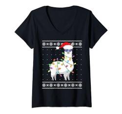 Alpaca Christmas Tree Funny Ugly Christmas Sweater T-Shirt mit V-Ausschnitt von Christmas Ugly Sweaters T-shirt Co
