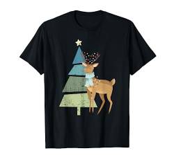 Niedlicher Rentier Rudolf und Weihnachtsbaum Glaube an Weihnachten T-Shirt von Christmas cute outfits