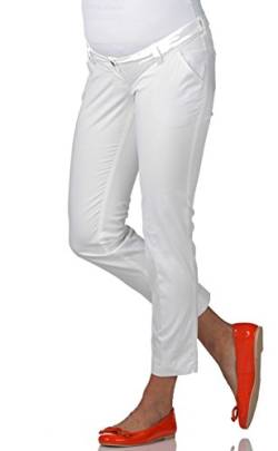 Christoff Feminine Stretch-Chino Hose Schwangerschaftshose Umstandshose - Einschubtaschen gefütterter Bund - gerades Bein - 280/25 - weiß White - Gr. 42 / XL von Christoff