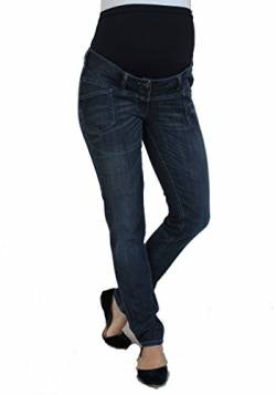 Christoff Schwangerschaftsjeans Umstandshose - Skinny Boyfriend Jeanshose - normaler Bund - elastisches Bauchband - 35/98 - Darkwash blau - Gr. 36 von Christoff