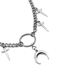 Christol Halskette Halbmond Anhänger Halskette Mode Dolche Charme Quasten Halskette Temperament Kragen Halsketten Süße Coole Schlüsselbeinkette von Christol