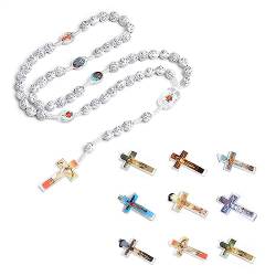 Christol Halskette Rosenkranz Halskette katholischer Vintage Kreuz Anhänger lange Halsketten religiöser Schmuck Gebetsgeschenk für Frauen und Mädchen von Christol
