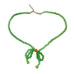 Christol Halskette mit Kristall Rocailles grüne Schleife verstellbare Schlüsselbeinkette für Frauen und Mädchen niedliche handgefertigte kurze Halskette von Christol