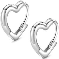 Herz Ohrringe Silber 925 Silber Ohrringe Damen 925 Creolen Ohrringe Echt Silber Creolen Ohrringe Klein Huggie Hypoallergen Ohrringe Silver Earrings Herz Creolen Schmuck Geschenke für Frauen Mutter von Chritice