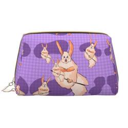 Chrysm Blooming Kosmetiktasche, sechseckig, weiß, Kulturbeutel und Kosmetiktasche, Reißverschluss-Tasche, Kosmetik-Organizer, niedliche Make-up-Pinsel-Aufbewahrungstasche (groß), Wacky Bunny, von Chrysm