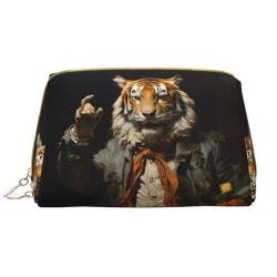 Chrysm Kultur- und Kosmetiktasche mit Reißverschluss, Motiv: nordamerikanische Landschaft, Kosmetiktasche, niedlicher Make-up-Pinsel-Aufbewahrungsbeutel (groß), Mr. Tanzender Tiger, Einheitsgröße von Chrysm