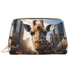 Chrysm Kultur- und Kosmetiktasche mit Reißverschluss, Motiv: nordamerikanische Landschaft, Kosmetiktasche, niedlicher Make-up-Pinsel-Aufbewahrungsbeutel (groß), New York Giraffe Street, Einheitsgröße von Chrysm