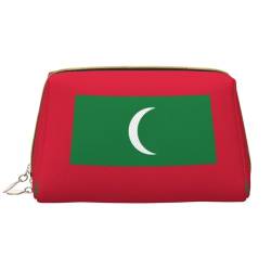 Chrysm Reise-Make-up-Tasche, Kultur- und Kosmetiktasche, Reißverschluss-Tasche, Kosmetik-Organizer, niedliche Make-up-Pinsel-Aufbewahrungstasche (groß), Flagge der Malediven, Einheitsgröße von Chrysm