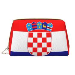 Chrysm Reise-Make-up-Tasche, Kultur- und Kosmetiktasche, Reißverschluss-Tasche, Kosmetik-Organizer, niedliche Make-up-Pinsel-Aufbewahrungstasche (groß), Flagge der Republik Kroatien, Einheitsgröße von Chrysm