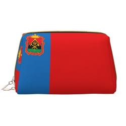 Chrysm Reise-Make-up-Tasche, Kultur- und Kosmetiktasche, Reißverschluss-Tasche, Kosmetik-Organizer, niedliche Make-up-Pinsel-Aufbewahrungstasche (groß), Flagge von Kemerowo, Einheitsgröße von Chrysm