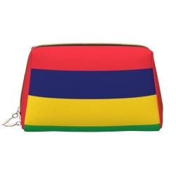 Chrysm Reise-Make-up-Tasche, Kultur- und Kosmetiktasche, Reißverschluss-Tasche, Kosmetik-Organizer, niedliche Make-up-Pinsel-Aufbewahrungstasche (groß), Flagge von Mauritius, Einheitsgröße von Chrysm