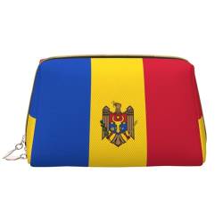 Chrysm Reise-Make-up-Tasche, Kultur- und Kosmetiktasche, Reißverschluss-Tasche, Kosmetik-Organizer, niedliche Make-up-Pinsel-Aufbewahrungstasche (groß), Flagge von Moldawien, Einheitsgröße von Chrysm