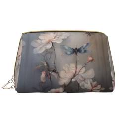 Chrysm Reise-Make-up-Tasche mit Libelle mit rosa Blumen, Kultur- und Kosmetiktasche, Reißverschluss-Tasche, Kosmetik-Organizer, niedliche Make-up-Pinsel-Aufbewahrungstasche (groß), Libellen-rosa von Chrysm