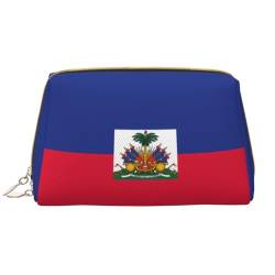 Chrysm Reise-Make-up-Tasche mit indonesischer Flagge, Kultur- und Kosmetiktasche, Reißverschluss-Tasche, Kosmetik-Organizer, niedliche Make-up-Pinsel-Aufbewahrungstasche (groß), Haitianische Flagge, von Chrysm