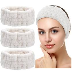 3 Stück Spa Gesicht Stirnband für Schminken und Gesicht Waschen Frottee Haarband für Yoga Sport Dusche Elastisch Gesicht Kopfwickel für Mädchen Frauen (Weiß) von Chuangdi