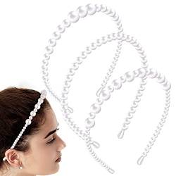 3er Pack Haarreifen mit Perlen Damen Perlen Stirnbänder Weiß Stirnband Braut Haarschmuck für Frauen Solid Perlen Kopfschmuck Haarbänder für Mädchen Hochzeit Geburtstag Valentinstag, 3 Stile von Chuangdi
