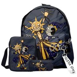 Chukamalilayi FNAF Rucksack-Set, 3-teilig, Schülerbedarfsset, Sicherheitsverletzung, 3D-Druck, Schultasche, einzelne Umhängetasche, Federmäppchen für Jungen, Mädchen, Schüler, Typ1, Backpack von Chukamalilayi