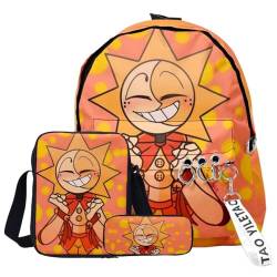 Chukamalilayi FNAF Rucksack-Set, 3-teilig, Schülerbedarfsset, Sicherheitsverletzung, 3D-Druck, Schultasche, einzelne Umhängetasche, Federmäppchen für Jungen, Mädchen, Schüler, Typ16, Backpack von Chukamalilayi