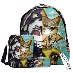 Chukamalilayi FNAF Rucksack-Set, 3-teilig, Schülerbedarfsset, Sicherheitsverletzung, 3D-Druck, Schultasche, einzelne Umhängetasche, Federmäppchen für Jungen, Mädchen, Schüler, Typ17, Backpack von Chukamalilayi