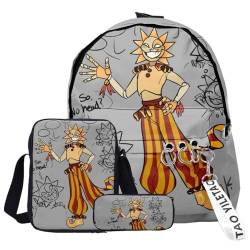 Chukamalilayi FNAF Rucksack-Set, 3-teilig, Schülerbedarfsset, Sicherheitsverletzung, 3D-Druck, Schultasche, einzelne Umhängetasche, Federmäppchen für Jungen, Mädchen, Schüler, Typ24, Backpack von Chukamalilayi