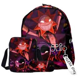 Chukamalilayi FNAF Rucksack-Set, 3-teilig, Schülerbedarfsset, Sicherheitsverletzung, 3D-Druck, Schultasche, einzelne Umhängetasche, Federmäppchen für Jungen, Mädchen, Schüler, Typ4, Backpack von Chukamalilayi