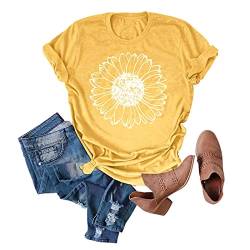 Chulianyouhuo Sonnenblumen-Grafik-Shirt für Damen, niedliche Blume, kurzärmelig, T-Shirt, Teenager, Mädchen, lässiges T-Shirt, Yellow, X-Groß von Chulianyouhuo