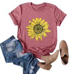 Chulianyouhuo Sonnenblumen-Grafik Shirt für Frauen, süße Blume, kurzärmelig, lässiges T-Shirt - - Mittel von Chulianyouhuo