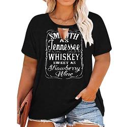 Plus Size Smooth As Tennessee Whiskey Shirt Frauen Schlüsselloch Sexy V-Ausschnitt Country Music Tops T-Shirt, 01-Schwarz, 5X von Chulianyouhuo