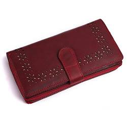Chunkyrayan Echtleder Damen Geldbörse Hochwertig Vintage RFID Schutz inklusive Leder Schlüsselanhänger GB-29 Rot von Chunkyrayan
