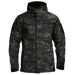 Chyoieya Militärische taktische Jacken für Herren, wasserdicht, Windbreaker-Jacke, männlicher Kapuzenmantel, Outdoor, Angeln, Trekking, Wandern, Black CP, S von Chyoieya