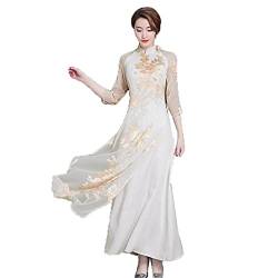 Vietnam Kleid für Damen Ao Dai Frühling Sommer Floral Elegant Cheongsam Traditionelle Folk Qipao Kleidung Vestidos, Farbe2, L von Chyoieya