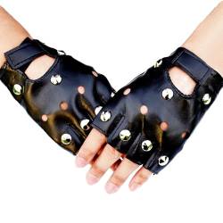 Chyuxinda 1 Paar Punk Nieten Handschuhe PU Leder Fingerlose Gotik Handschuhe für Erwachsene Hip Hop Halloween Cosplay Karneval Kostüm von Chyuxinda