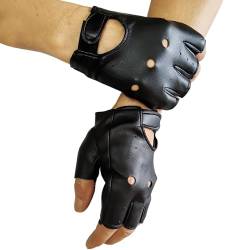 Chyuxinda Punk Handschuhe PU Leder Fingerlose Gotik Handschuhe für Erwachsene Hip Hop Halloween Cosplay Karneval Kostüm von Chyuxinda