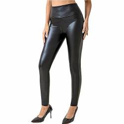 Ci & Ci Damen Kunstleder Leggings Lederhose High Waist Leggings Hose Strumpfhosen Treggins Leggins Kunstleder Leggings Leder Look hüfthoch Thermal Kunstleder Winter von Ci & Ci