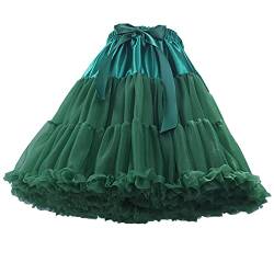 Cicano Damen Chiffon Petticoat Puffy Tutu Tüll Rock Half Slips Flauschiges Ballettkleid, grün, One size von Cicano