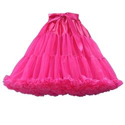 Cicano Damen Chiffon Petticoat Puffy Tutu Tüll Rock Half Slips Flauschiges Ballettkleid, rose, One size von Cicano