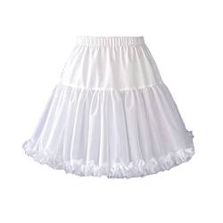 Cicano Damen Pluffy Tutu Rock Mehrlagig Plissee Tüll Petticoat Ballett Tanz Pettiskirts Unterrock, 45 cm, Weiß, One size von Cicano