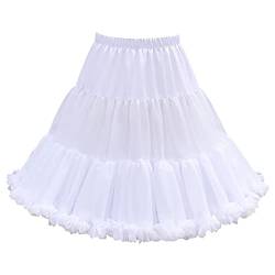 Cicano Damen Pluffy Tutu Rock Mehrlagig Plissee Tüll Petticoat Ballett Tanz Pettiskirts Unterrock, weiß, One size von Cicano