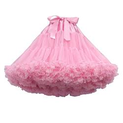 Cicano Niedlicher Petticoat für Damen, Unterrock, geschwollener Rock, Tutu, Tüll für Damen, Ballkleid, rose, One size von Cicano