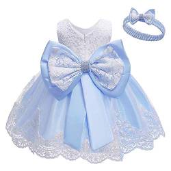 Cichic Baby Mädchen Kleid Taufkleid Spitze Prinzessin Kleid Tutu Kleid Mädchen Festlich Hochzeit Geburtstag Partykleid Blumenmädchenkleid Festzug Babybekleidung (3-6 Monate, Blau Kleider) von Cichic