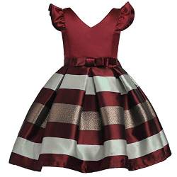 Cichic Mädchen Party Kleid 2-10 Jahre Blume Hochzeitskleid Elegant formell Kleid, Rote Rüschen, 6-7 Jahre von Cichic