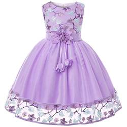 Cichic Mädchen-Partykleid, 2–10 Jahre, Blumen-Hochzeitskleid, elegantes, formelles Kleid, Lila Stickerei, 8-9 Jahre von Cichic