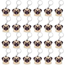 CiciBear 24 Stück Mops-Schlüsselanhänger, Party-Dekoration für Hund, Welpen, Haustiertiere, Let's Pawty, Tierliebhaber, Kindergeburtstag, Babyparty von CiciBear